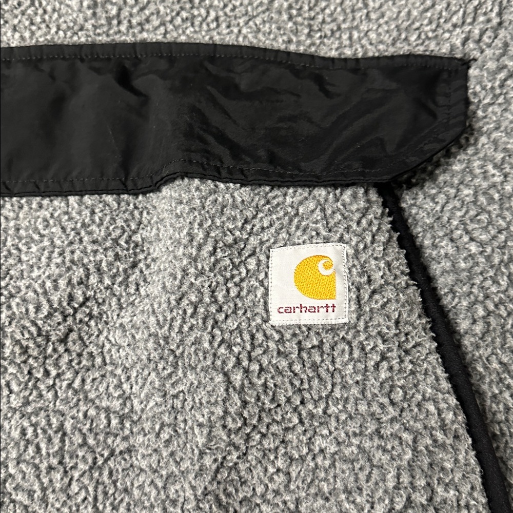 Carhartt greatshape relaxed fit grey fleece sherpa snap front jacket sweater - Picture 4 of 9